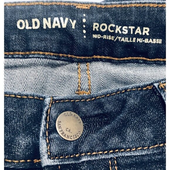 Old Navy Womens Size 4 Dark Wash Rockstar Mid Rise Skinny Jeans Stretch - Picture 6 of 8